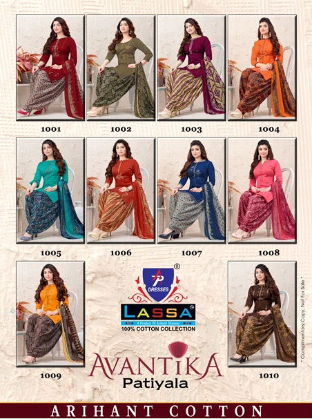 Arihant Lassa Avantika Latest fancy Designer Regular Casual Wear Printed Patiyala Dress Material Collection
